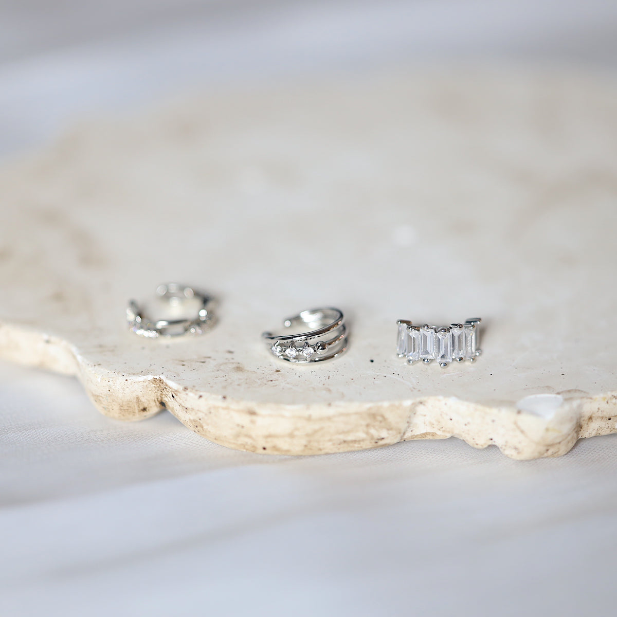 Set of 3 Silver Punk Ear Cuffs