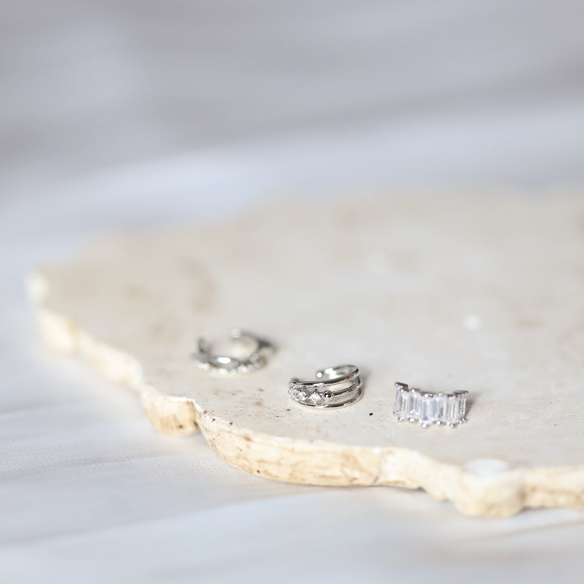 Set of 3 Silver Punk Ear Cuffs