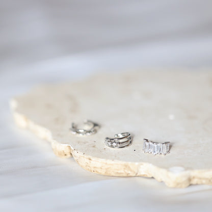 Set of 3 Silver Punk Ear Cuffs