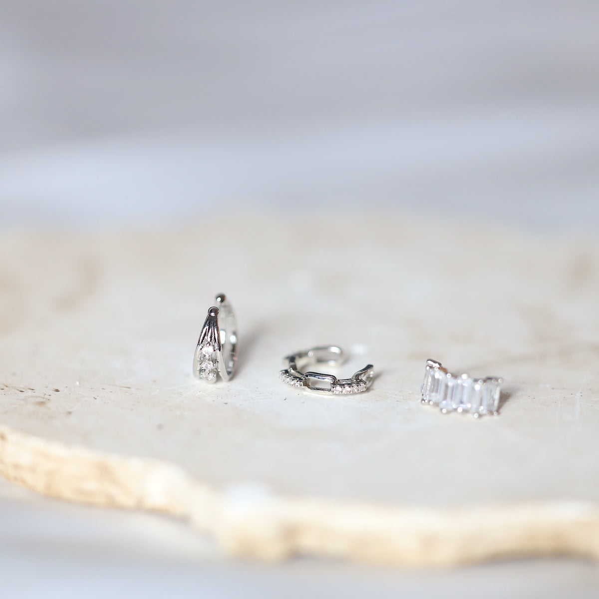 Set of 3 Silver Punk Ear Cuffs