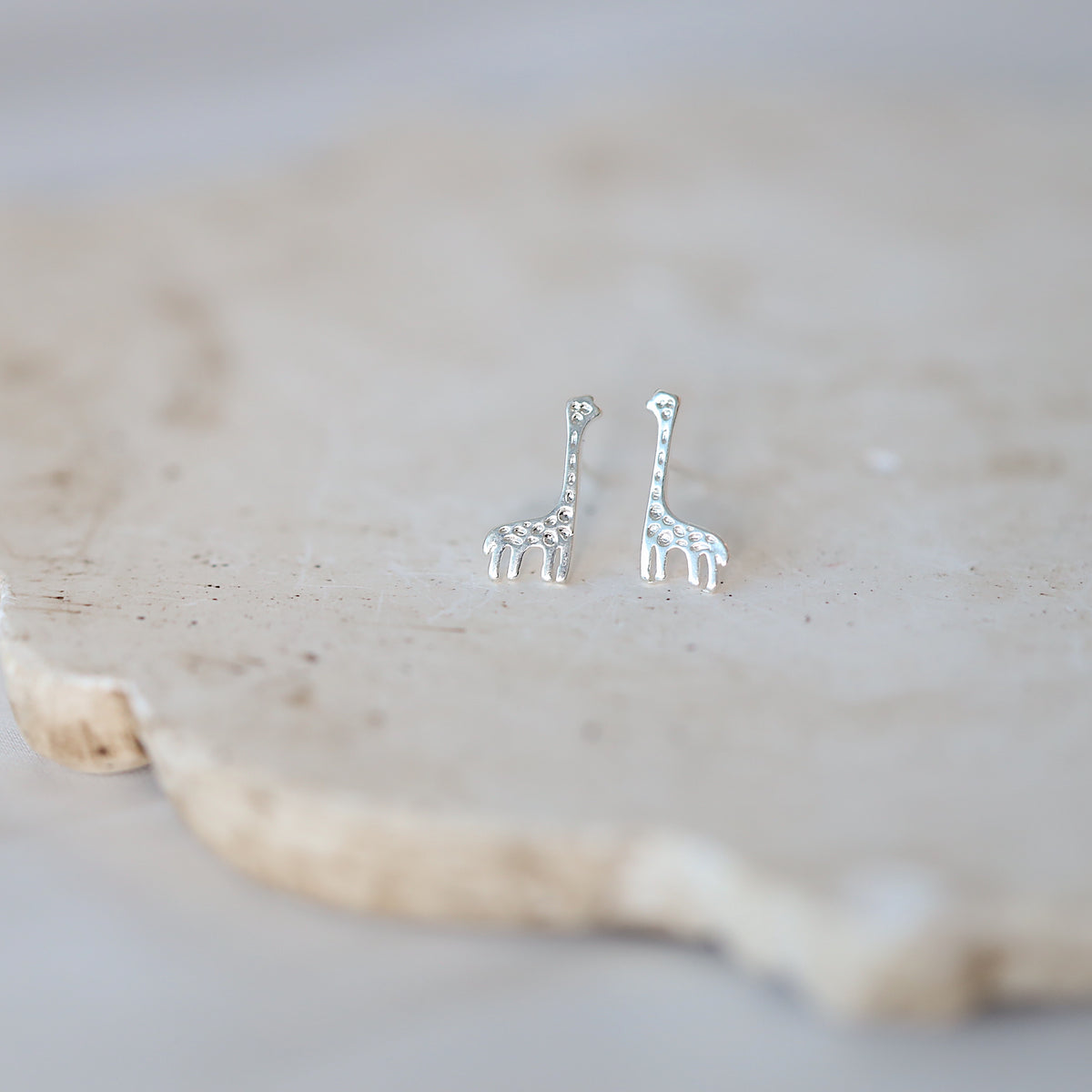 Silver Giraffe Ear Studs