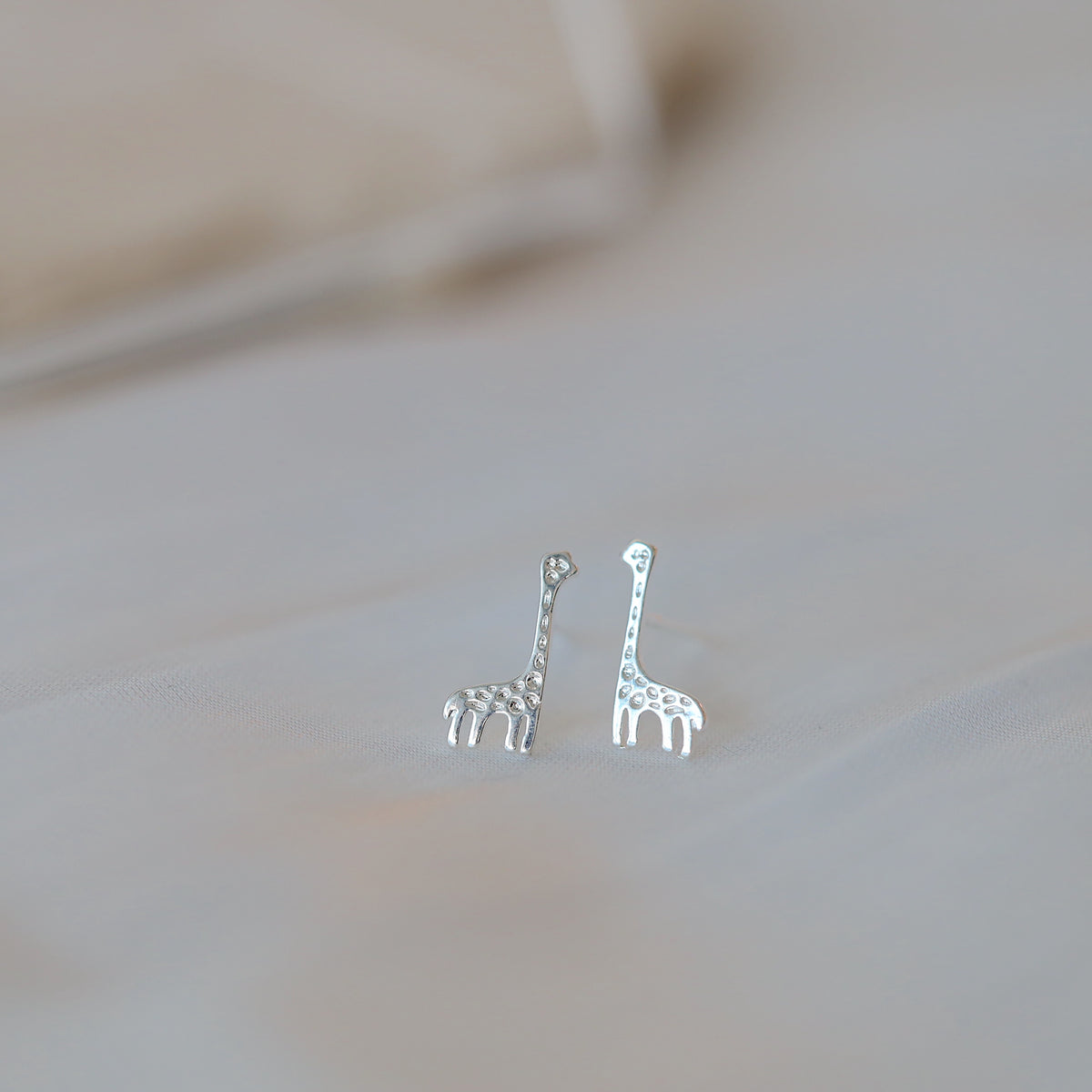 Silver Giraffe Ear Studs