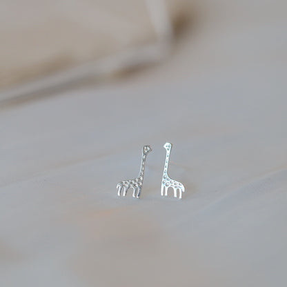 Silver Giraffe Ear Studs