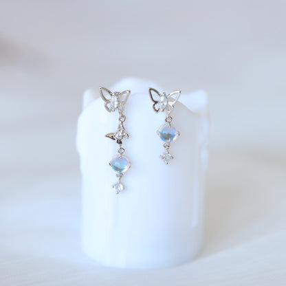 Butterfly Moonstone Mismatched Earrings