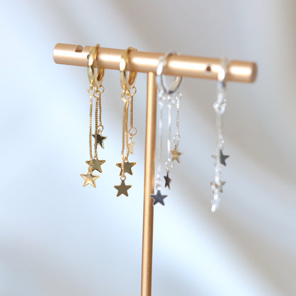 Star Dangle Hoop Earrings