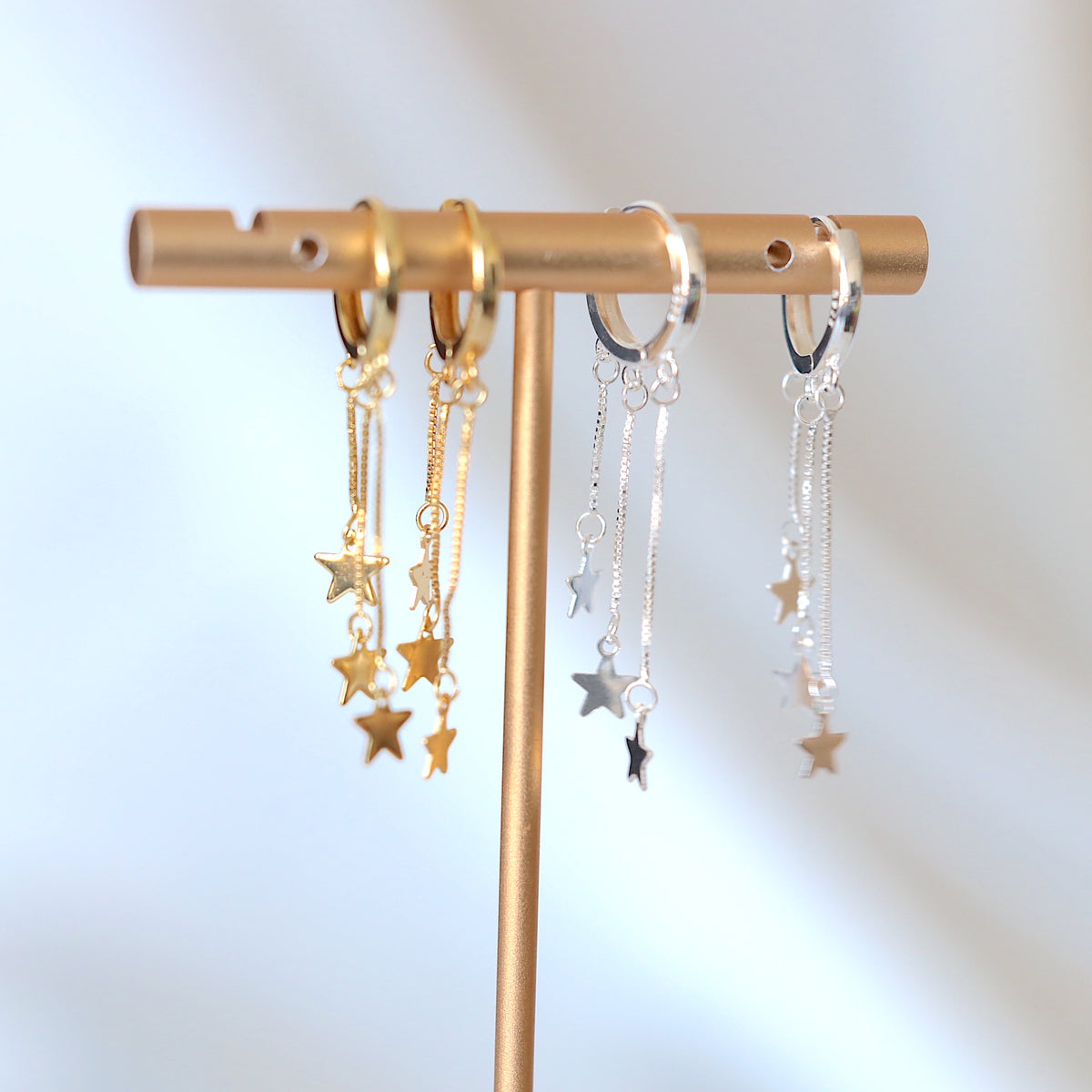 Star Dangle Hoop Earrings