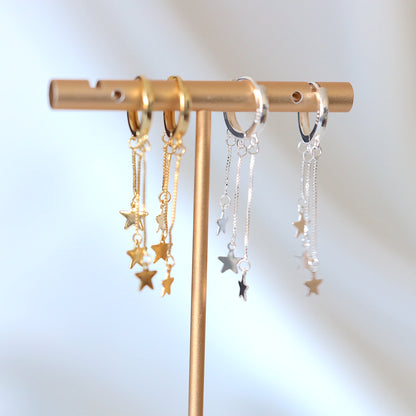 Star Dangle Hoop Earrings
