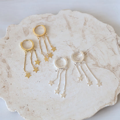 Star Dangle Hoop Earrings