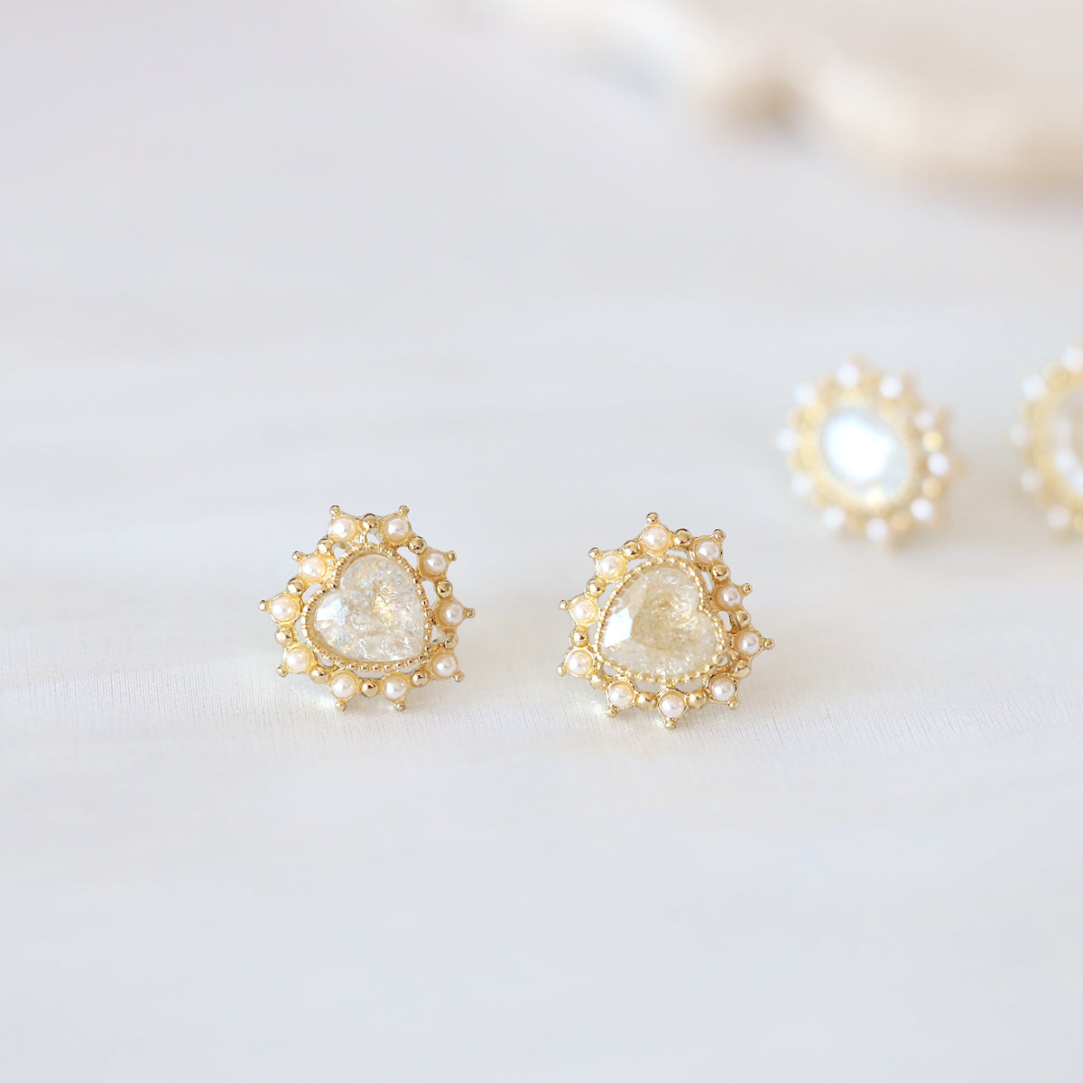 Pink Quartz Oval Ear Studs
