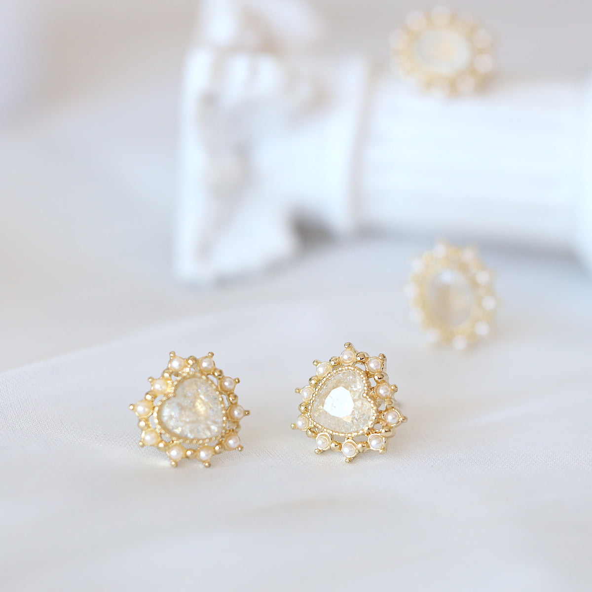 Pink Quartz Oval Ear Studs