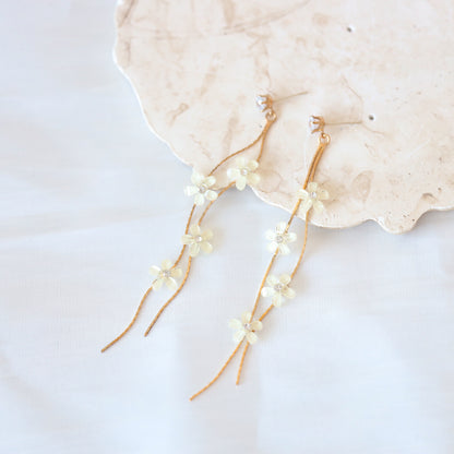 White Flower Dangle Earrings