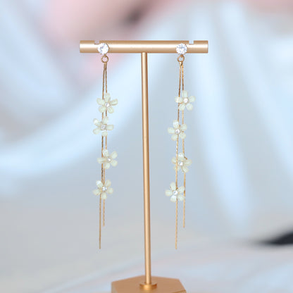 White Flower Dangle Earrings