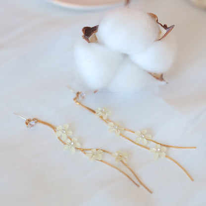 White Flower Dangle Earrings