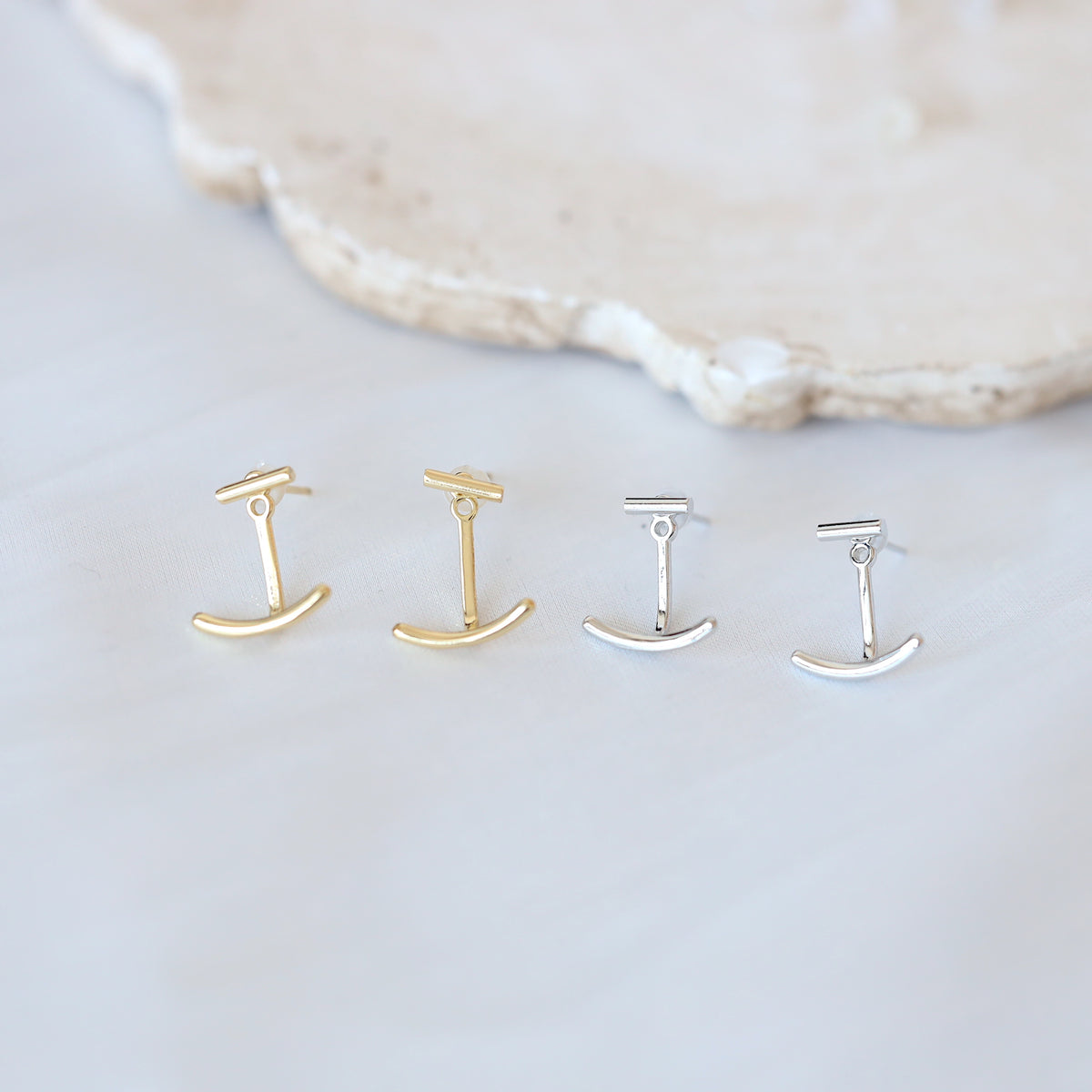 Silver Smile Ear Jacket Earrings