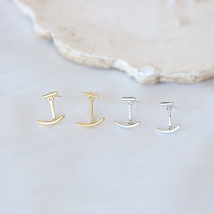 Silver Smile Ear Jacket Earrings