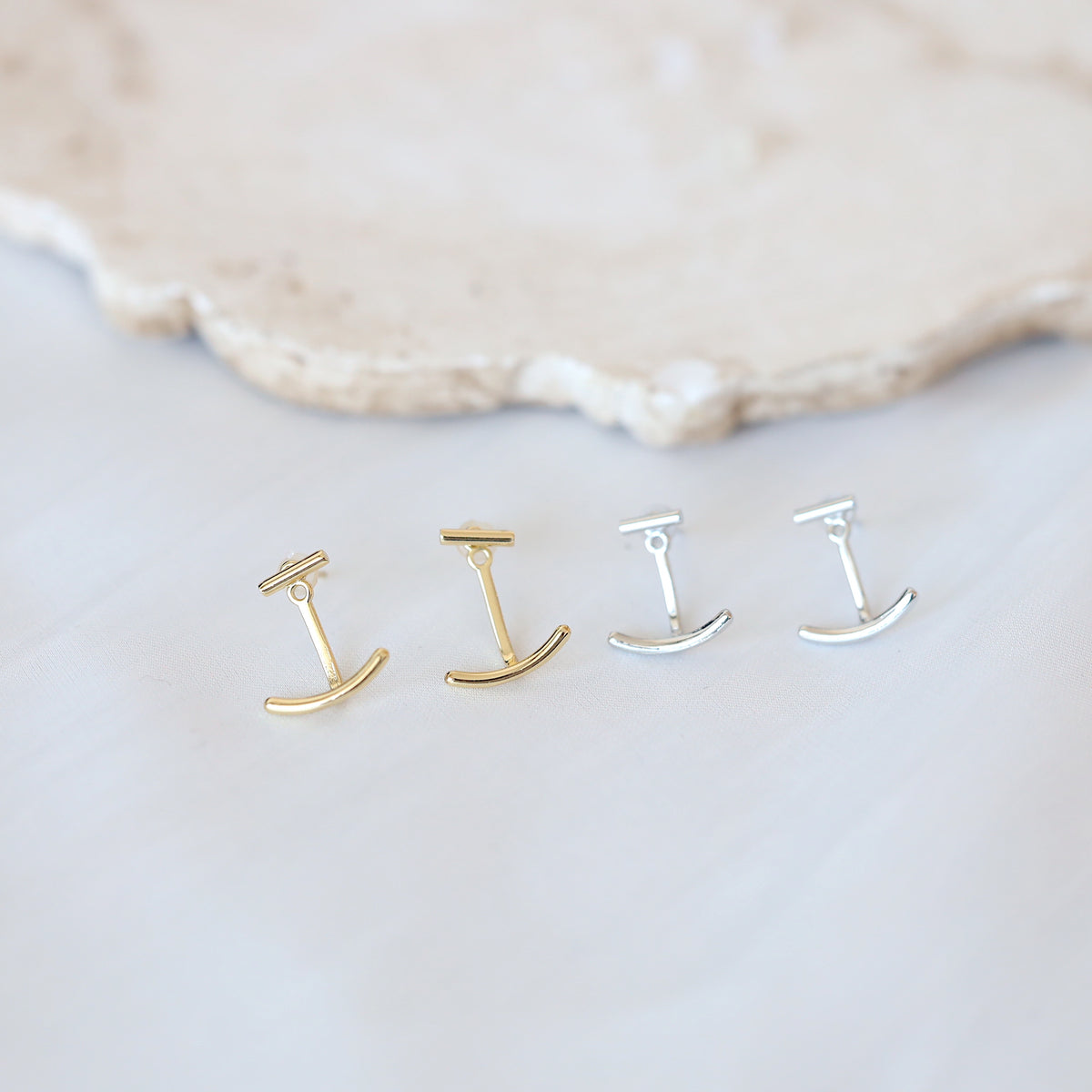 Silver Smile Ear Jacket Earrings