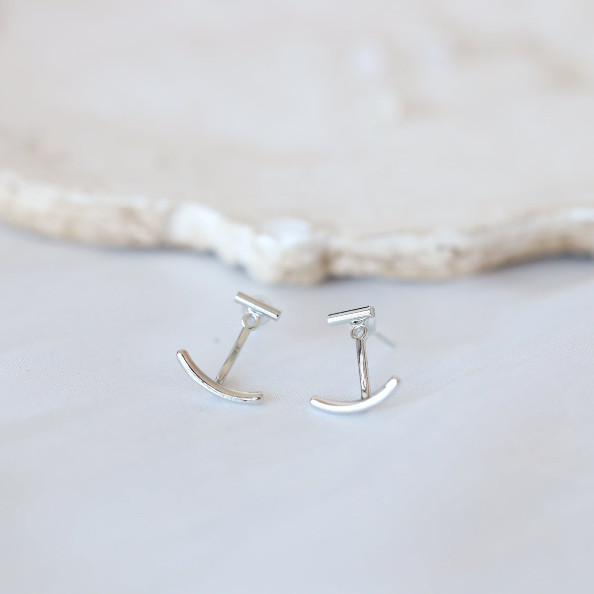 Silver Smile Ear Jacket Earrings