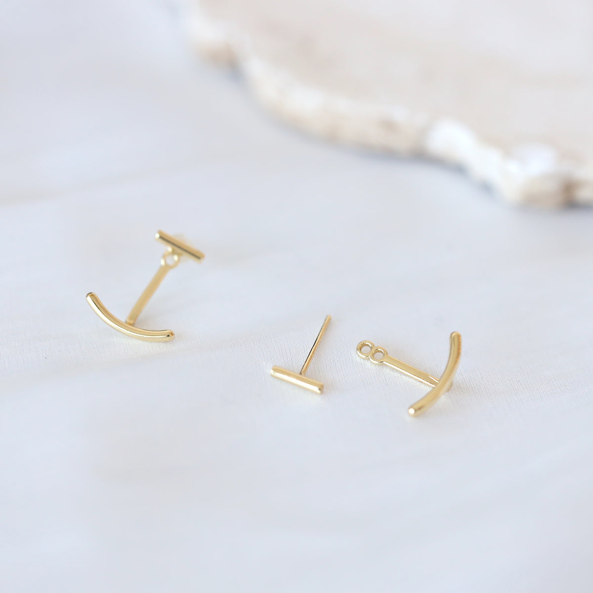 Silver Smile Ear Jacket Earrings