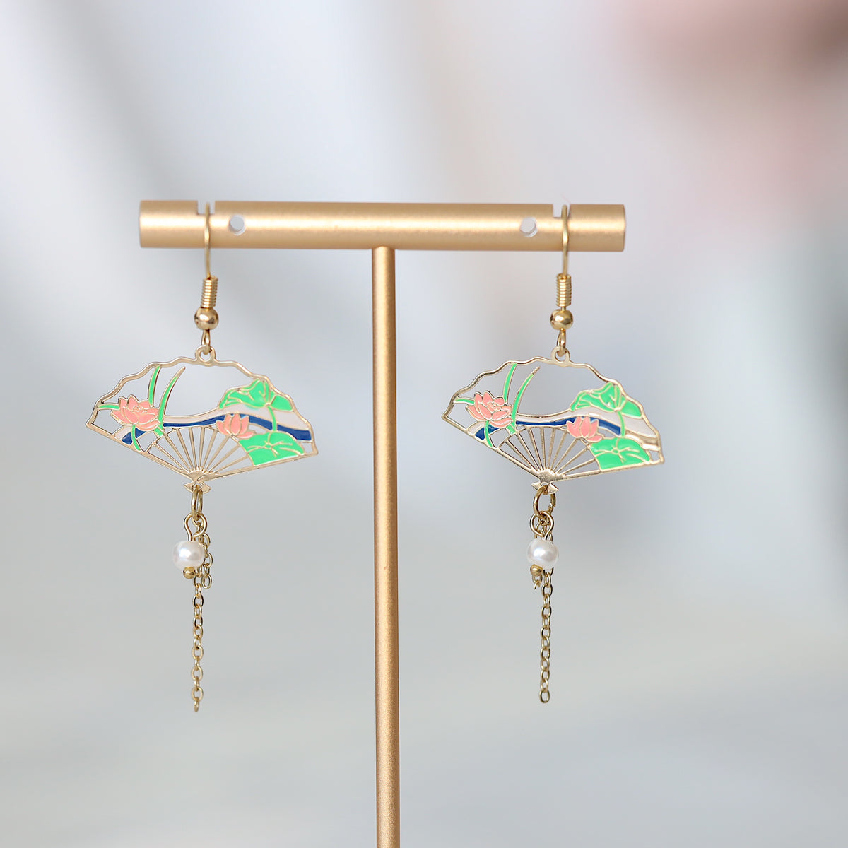 Lotus Flower Fan Earrings