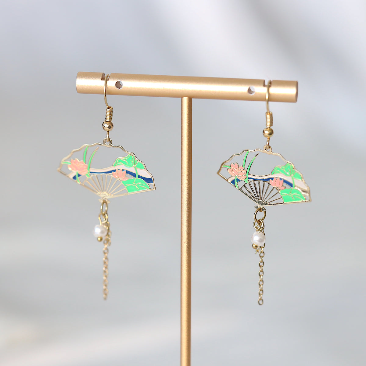 Lotus Flower Fan Earrings