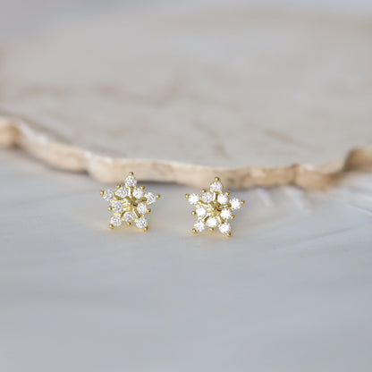 Starburst CZ Studs Earrings