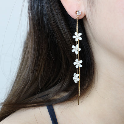 White Flower Dangle Earrings