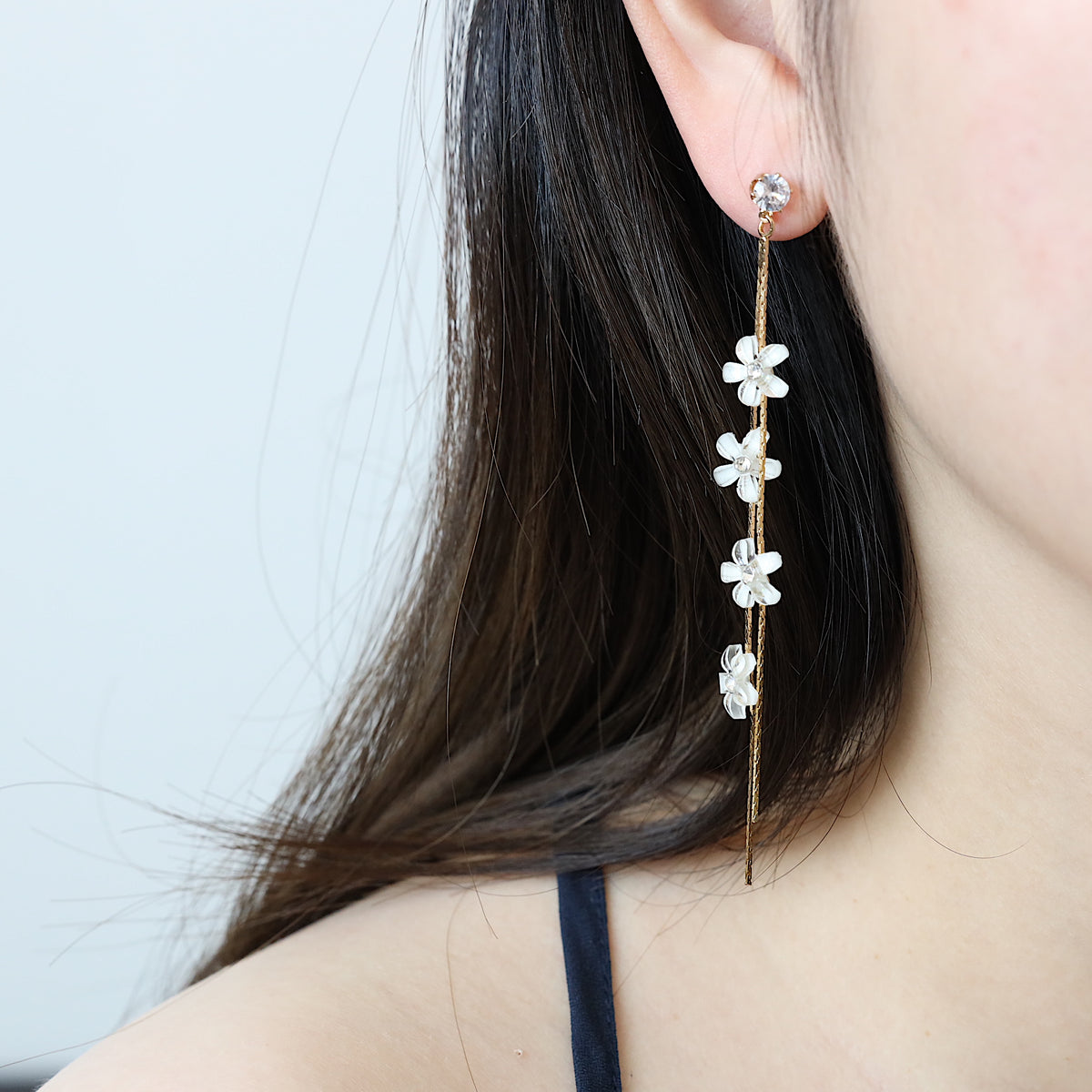 White Flower Dangle Earrings