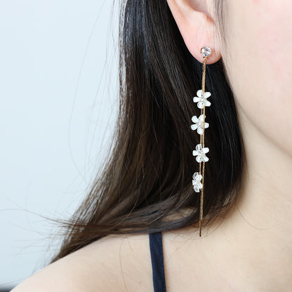 White Flower Dangle Earrings