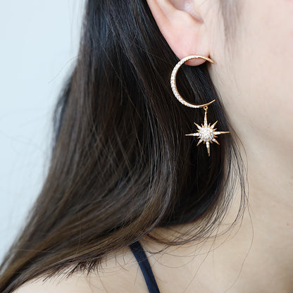 Moon Star Dangle Earrings