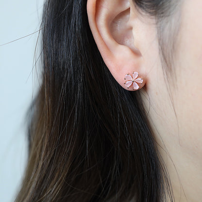 Pink Flower Studs Earrings