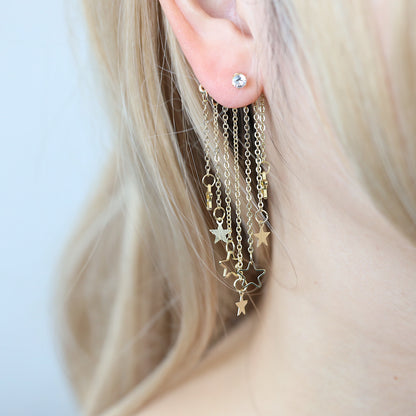Gold Star Dangle Clubbing Earrings