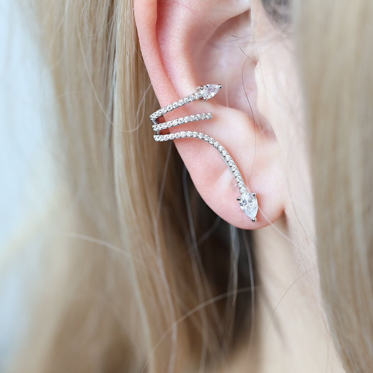 Silver Snake Ear Cuffs