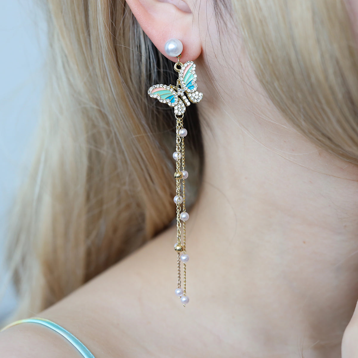 Wonderland Butterfly Long Dangle Earrings