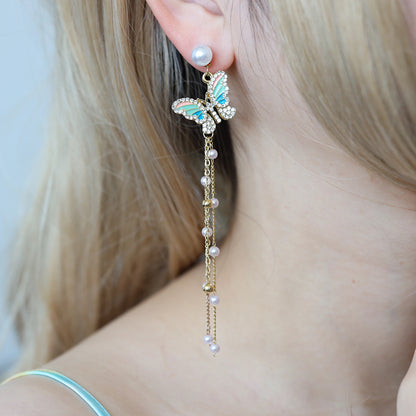 Wonderland Butterfly Long Dangle Earrings