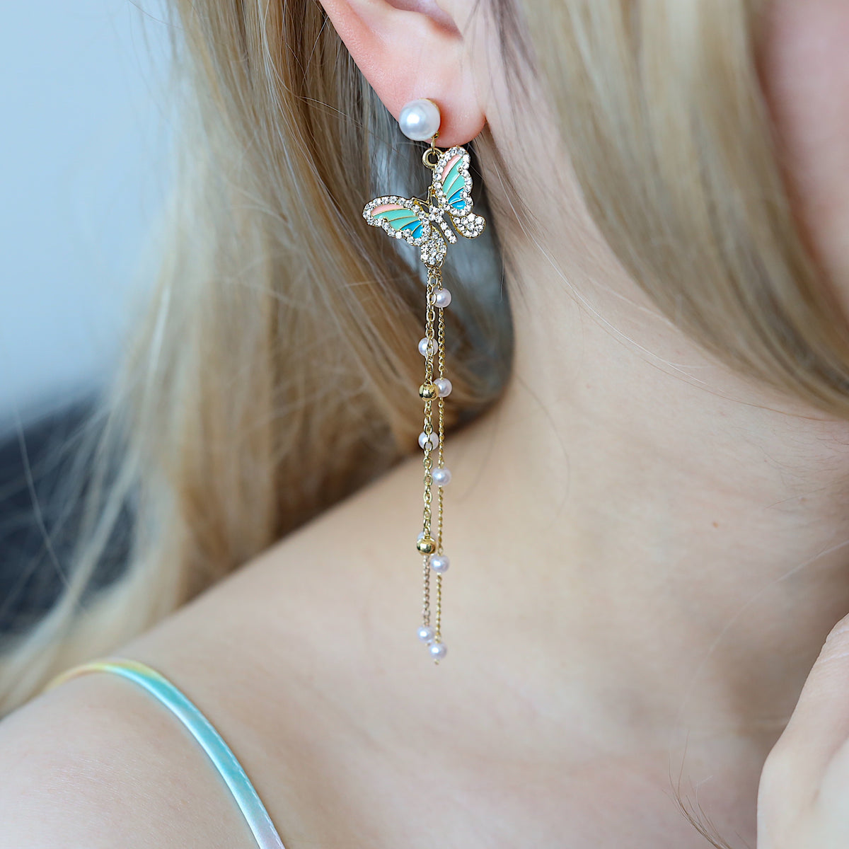 Wonderland Butterfly Long Dangle Earrings