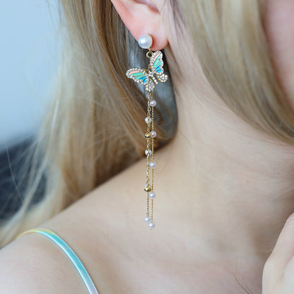 Wonderland Butterfly Long Dangle Earrings