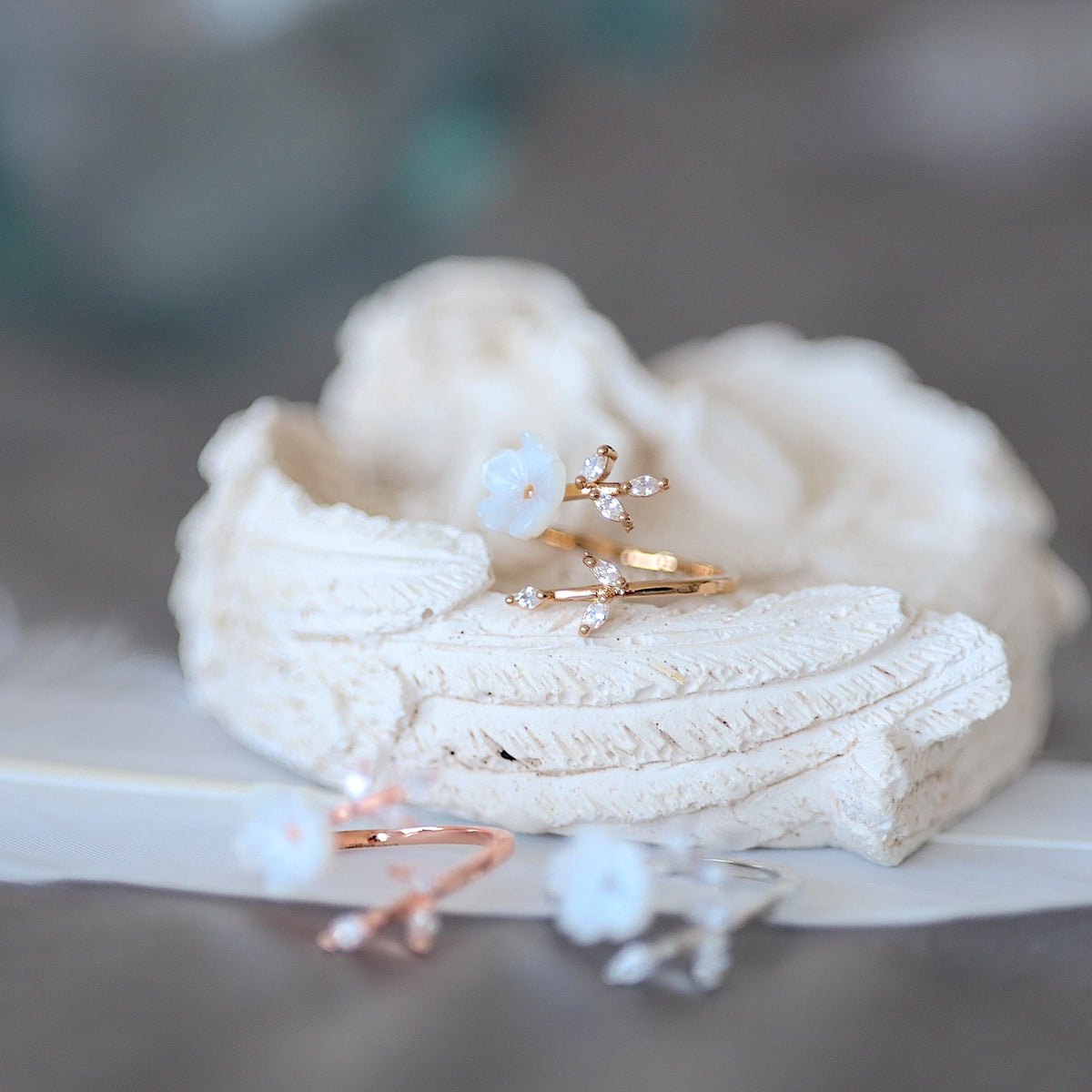 Gold Flower and Leaf Ring