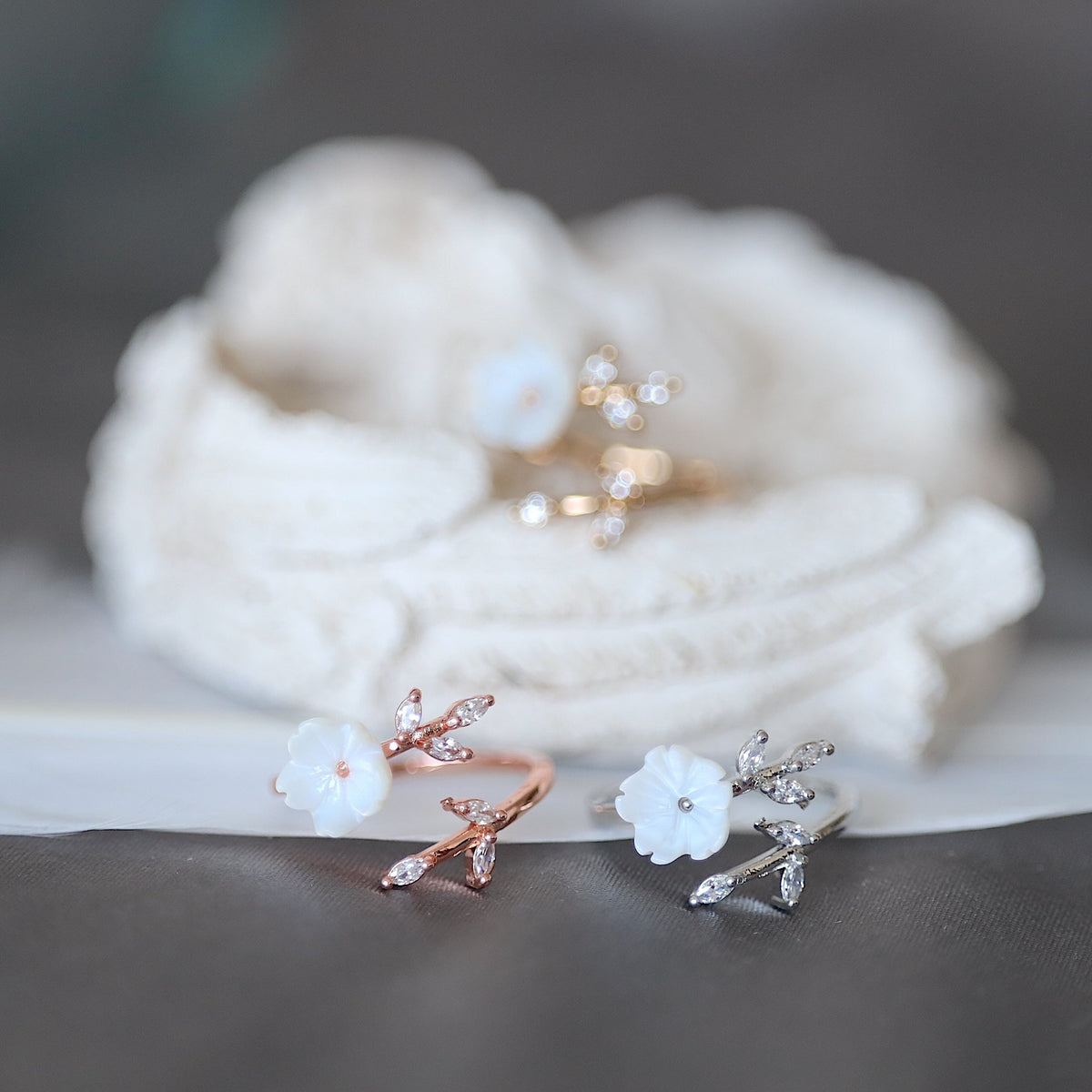 Gold Flower and Leaf Ring