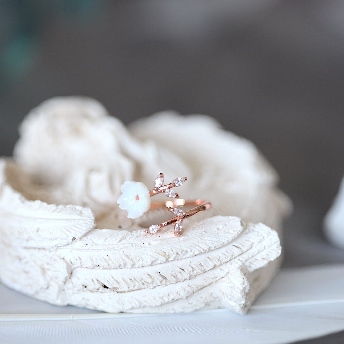 Gold Flower and Leaf Ring