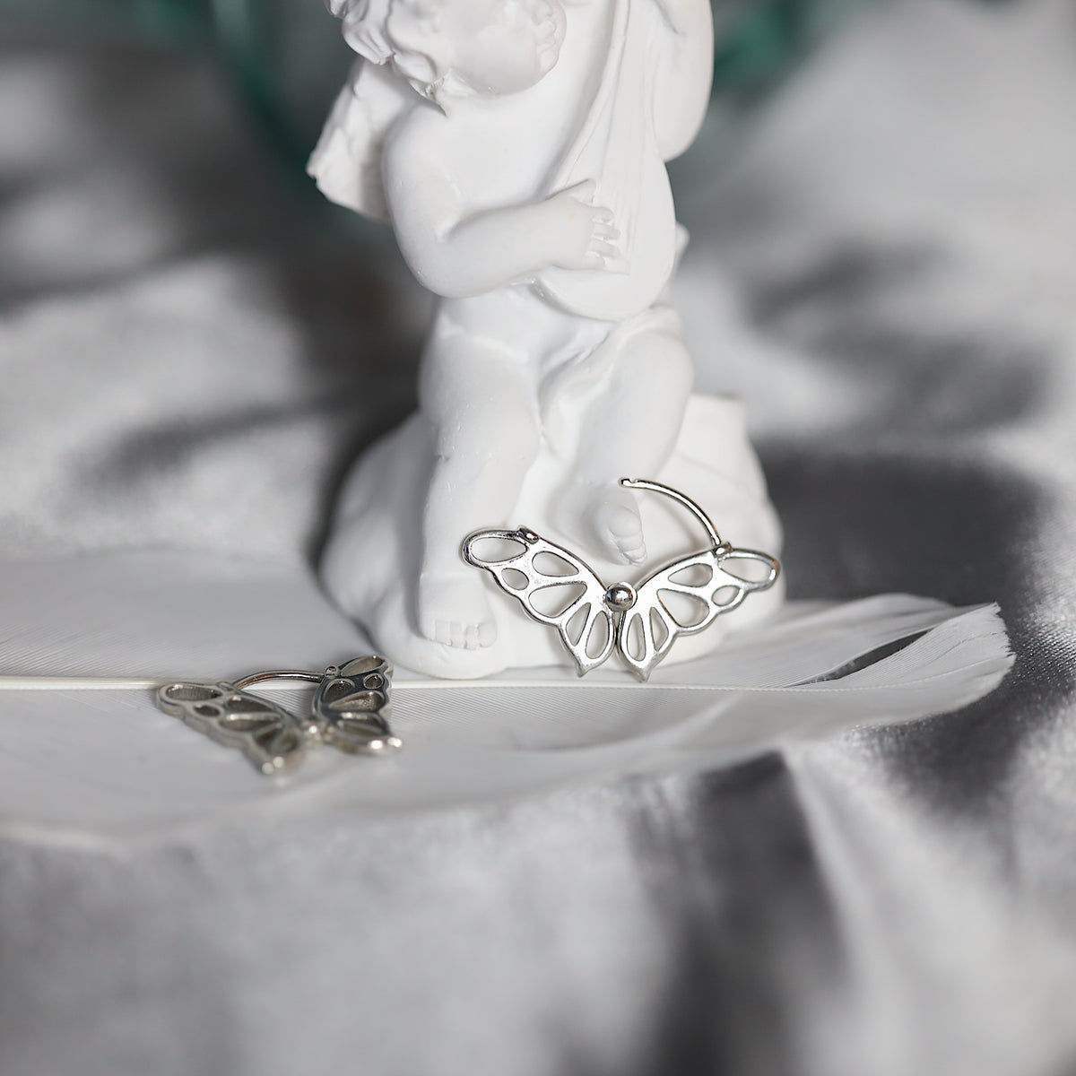 Silver Butterfly Huggie Earrings