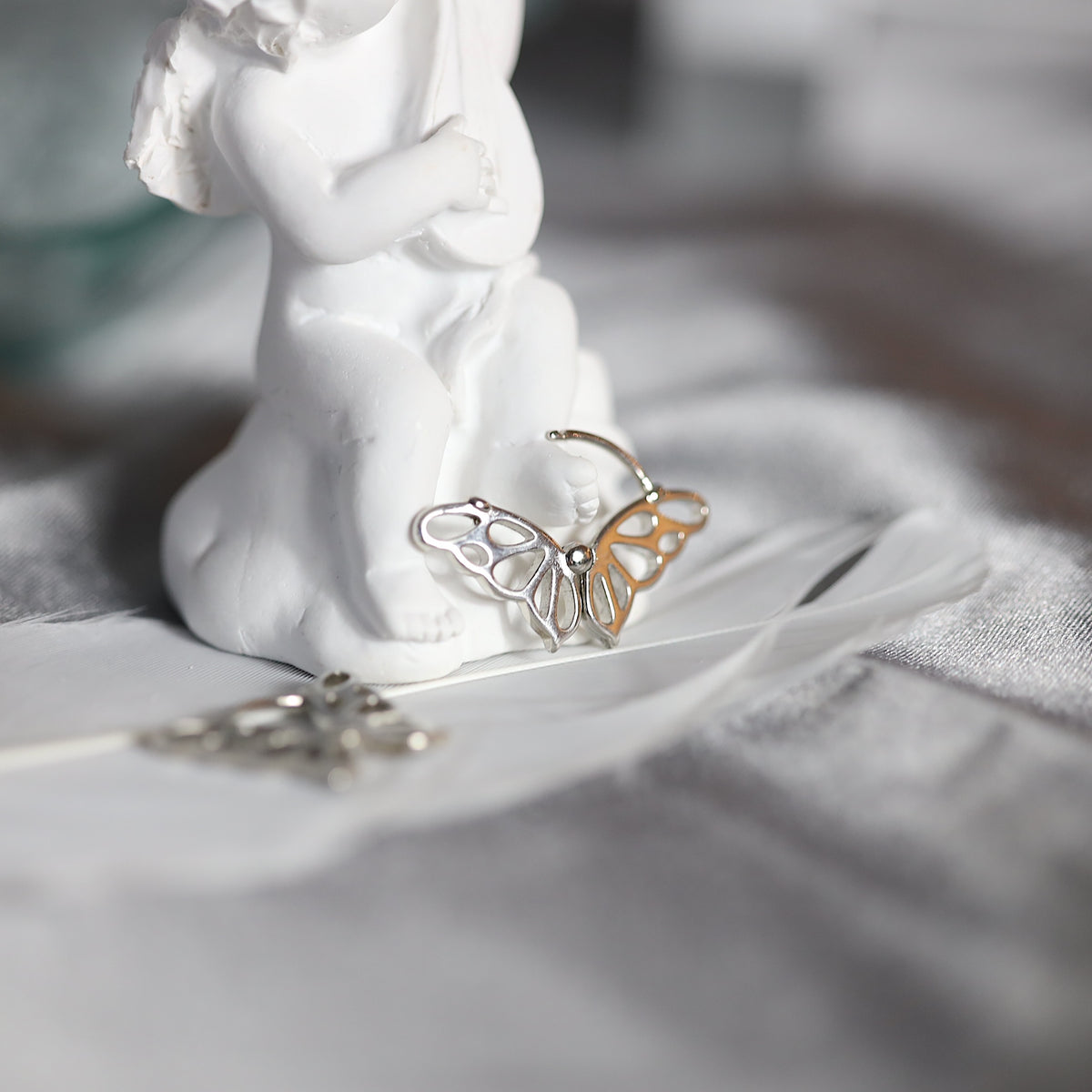 Silver Butterfly Huggie Earrings