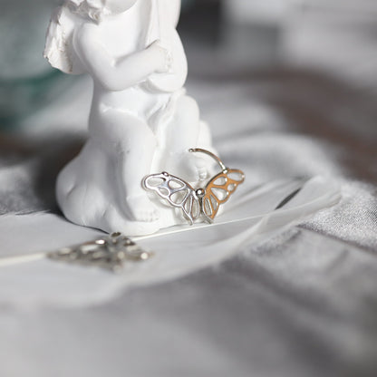 Silver Butterfly Huggie Earrings