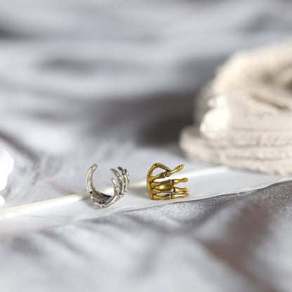 Silver Skeleton hand ear cuffs