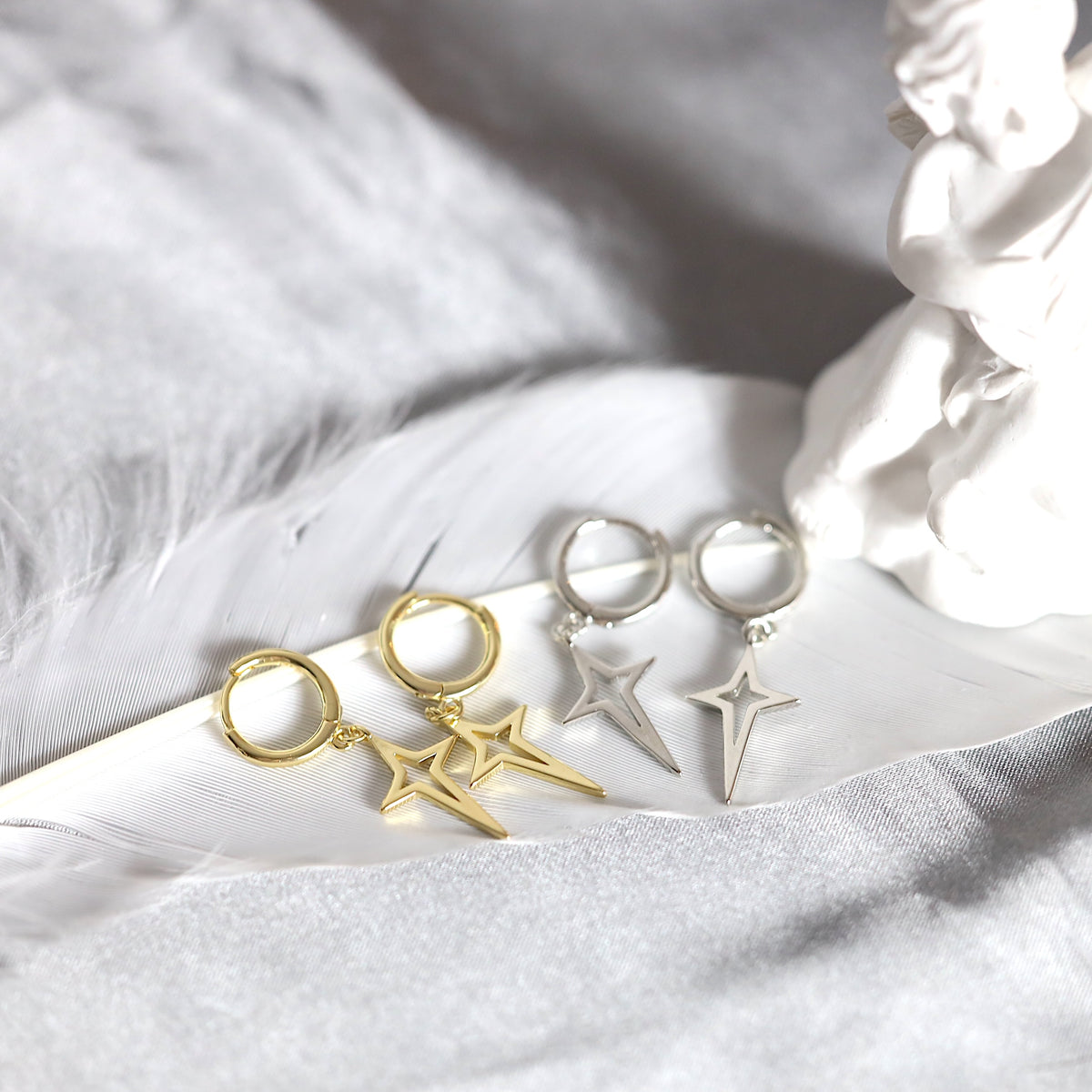 Star Dangle Huggie Hoops