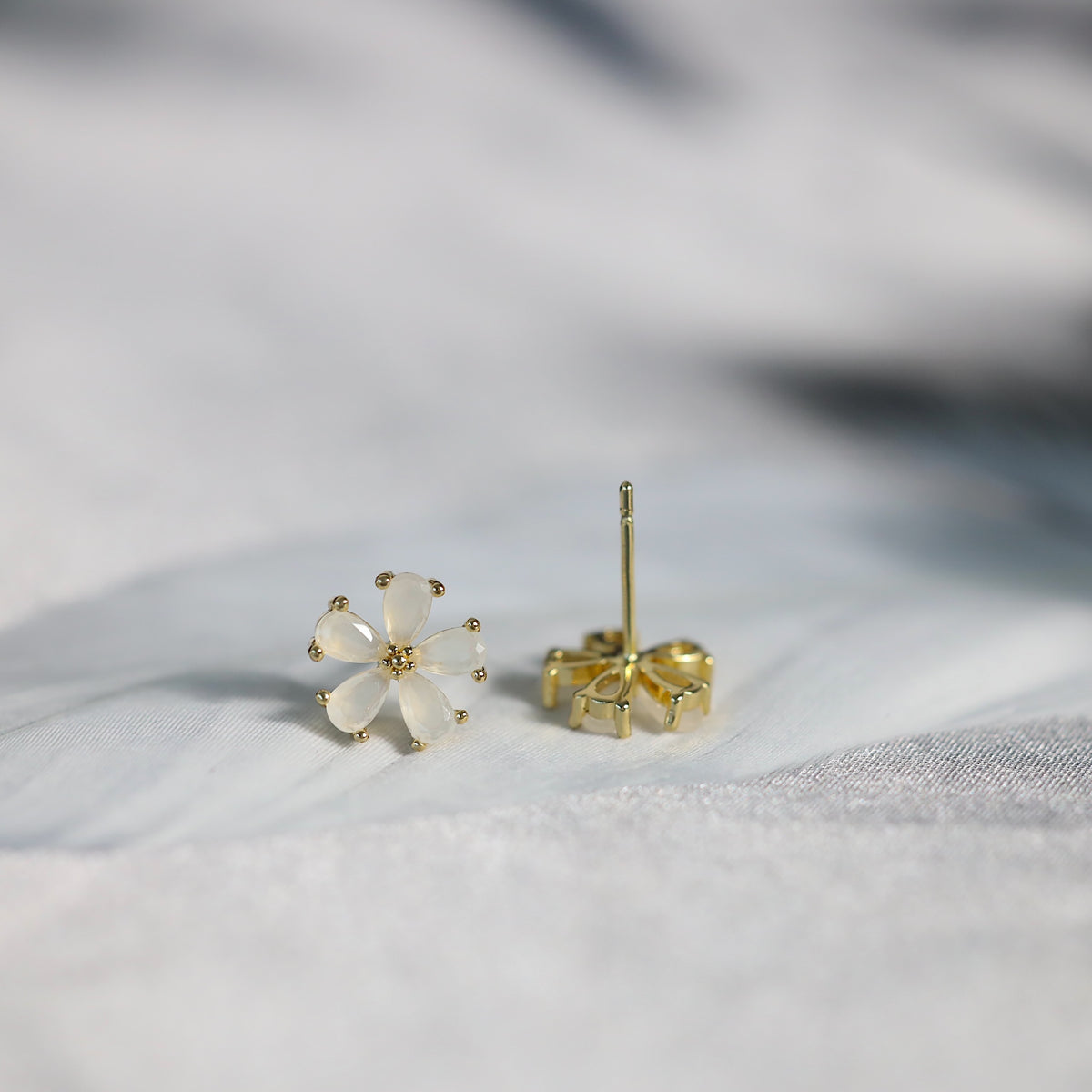 Pink Flower Studs Earrings