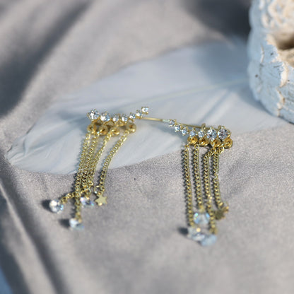 Two Ways Ear Climber Dangle Star Earrings