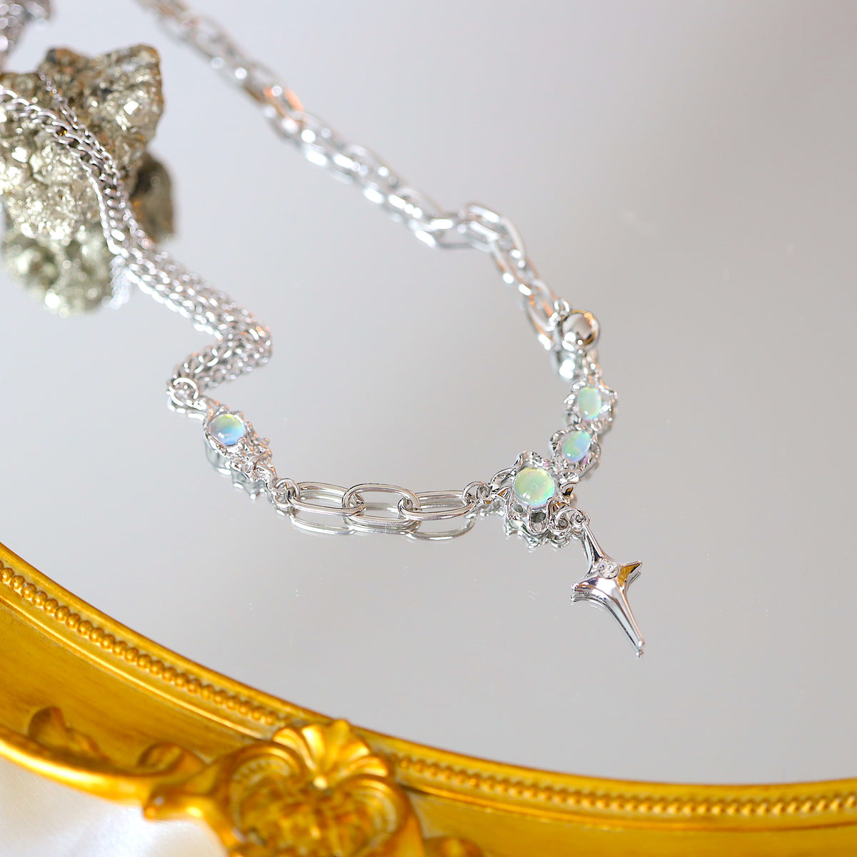 Moonstone Star Drop Necklace