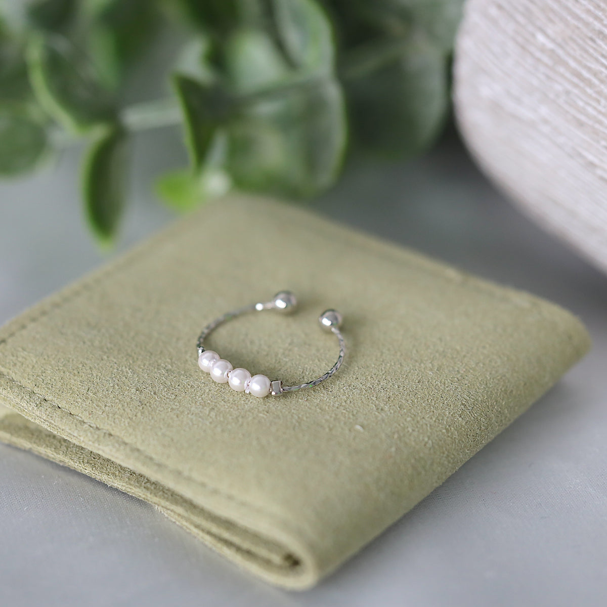 Silver Beaded Anxeity Release Ring