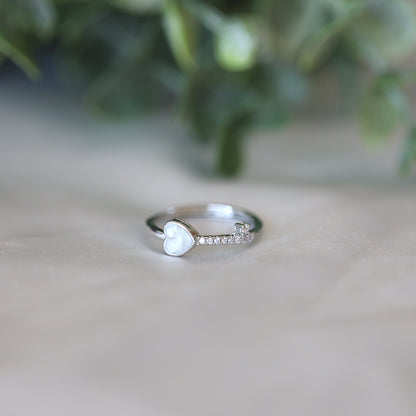 White Heart CZ Ring