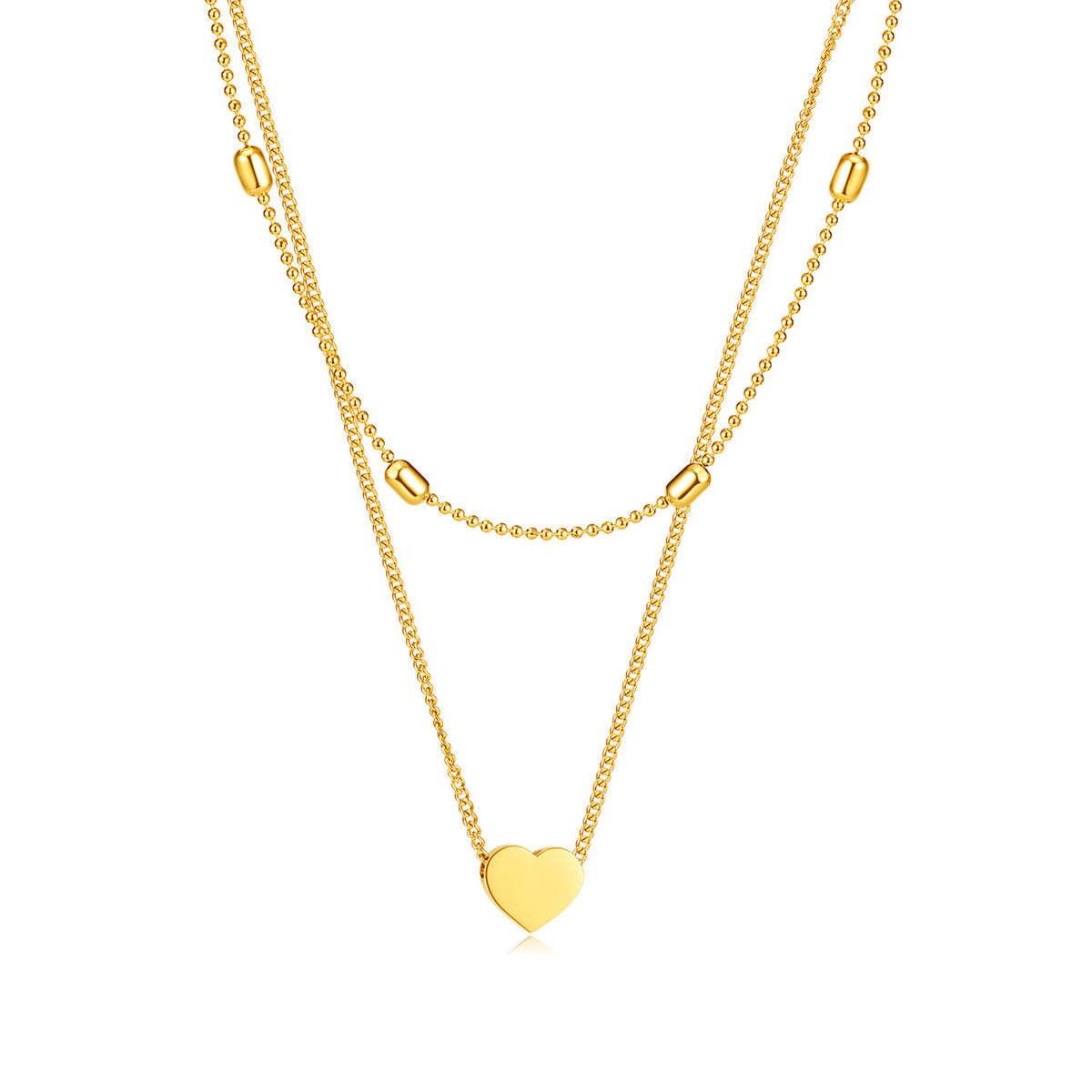 Heart Beaded Double Layer Necklace